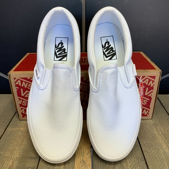 Vans Classic Slip On White Canvas Skate Shoe (MS) - Picture 3 of 5